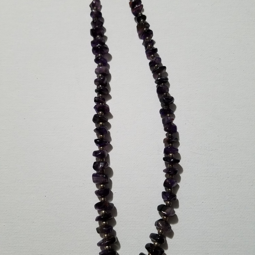 Sterling Silver Amythest Necklace. Sterling beads